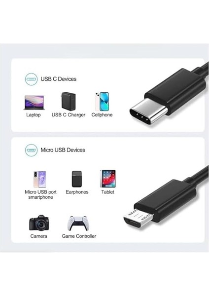 Type-C To Micro USB Çevirici Dönüştürücü Kablo 80 cm indirimleri