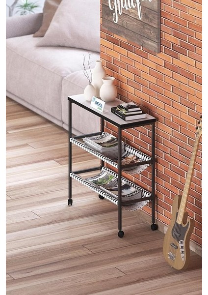 Tekerlekli Dergilik Kumaş Raflı Çanta Gazetelik Kitaplık Çok Amaçlı Koltuk Yan Sehpa Sunumluk modelleri