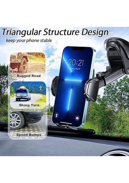 Araç Cep Telefonu Tutucu, Ultra Sağlam Araç Cep Telefonu Tutucu, Gösterge Paneli ve Ön Cam Için Vantuz, Çok Yönlü Silikon Darbeye Dayanıklı, 360° Dönebilir, Tek Düğmeyle Çıkarma, 3,8 – 6,7 Inç fırsatları