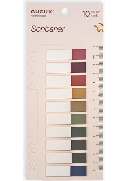 Sonbahar 10 Yarım Renkli Cetvelli Şeffaf Pet Index • Index Sticker • Post-It • Sticky Note