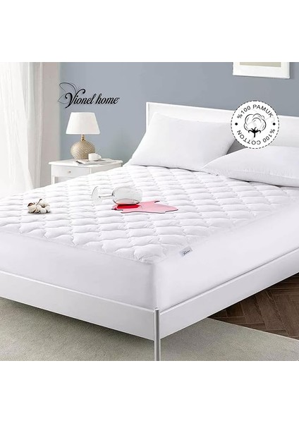 HOME%100 Pamuklu Kapitone, Fitted Full Kenar, Sıvı Geçirmez, Tek, Çift Kişilik Bebek Yatak Koruyucu Alez (Beyaz, 90X190)