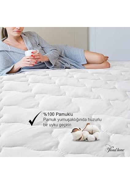 HOME%100 Pamuklu Kapitone, Fitted Full Kenar, Sıvı Geçirmez, Tek, Çift Kişilik Bebek Yatak Koruyucu Alez (Beyaz, 90X190) fiyatları