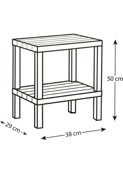 Home 2 Katlı Plastik Balkon Bahçe Sehpası Masası Şezlong Havuz Sehpası Gazetelik Banyo Mutfak Rafı Gri fiyatları