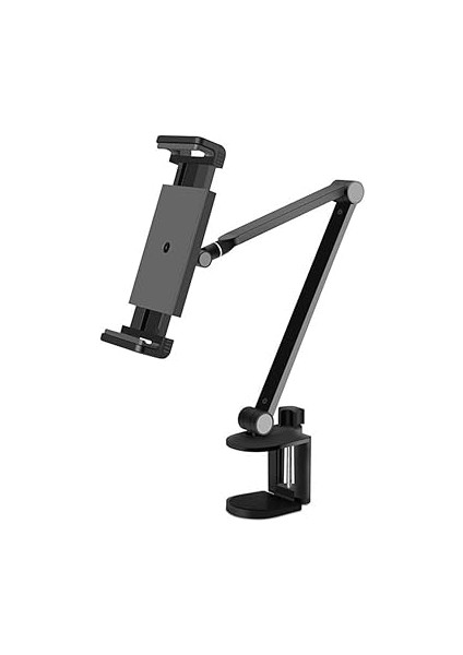 Profesyonel 2 Eklemli Telefon ve Tablet Tutucu 360 Derece Dönebilen Kol ve iPad ile Uyumlu Telefon Standı Olan Metal Taban Alüminyum Gövde 43CM Kol Uzunluğu MK43 Siyah indirimleri
