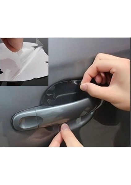 Kapı Kolu Koruyucu Film 4'lü Set – 95X90 Mm, Şeffaf Çizik Önleyici Jel Koruma, Tırnak ve Oje Izlerine Karşı, Universal Araç Uyumlu, Boya Koruyucu Folyo