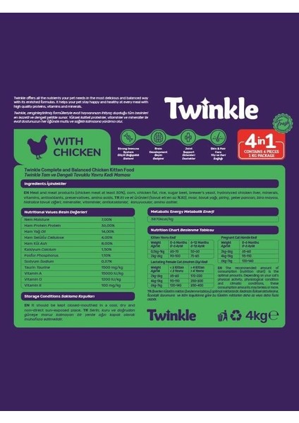 Tavuklu Yavru Kedi Maması 4 kg Kitten Gelişim 5 Etki 1 Arada Güçlü Bağışıklık Beyin Desteği fiyatları