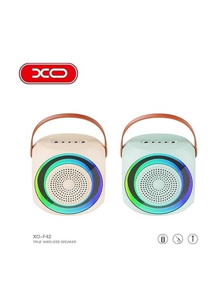 Simple Is Beauty Kablosuz Bluetooth Hoparlör ve Karaoke Mikrofon F42 – 10W Güç, Rgb Işıklı, Tf Kart & USB Destekli, Taşınabilir Ses Sistemi-(11,2 * 7,8 * 11,3cm)-Bej modelleri