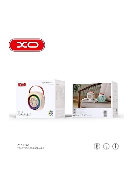 Simple Is Beauty Kablosuz Bluetooth Hoparlör ve Karaoke Mikrofon F42 – 10W Güç, Rgb Işıklı, Tf Kart & USB Destekli, Taşınabilir Ses Sistemi-(11,2 * 7,8 * 11,3cm)-Bej indirimleri