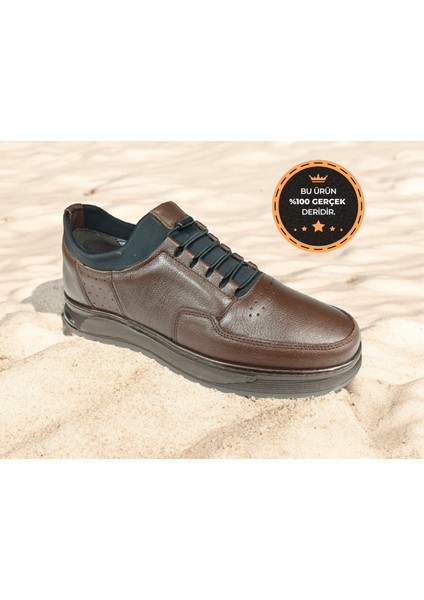 AW-1049 Hakiki Deri Rahat Lastikli Kaymaz Erkek Casual Ayakkabı