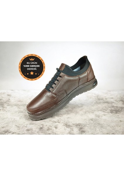 AW-1049 Hakiki Deri Rahat Lastikli Kaymaz Erkek Casual Ayakkabı