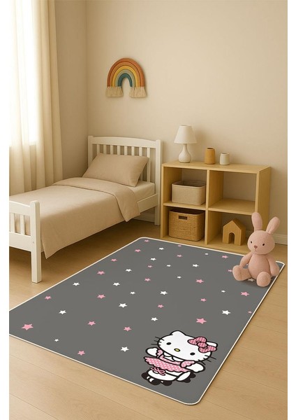 Parlak Kadife Kumaş Dijital Baskı Dot Kaymaz Tabanlı Çocuk ve Genç Odası Halısı H0595