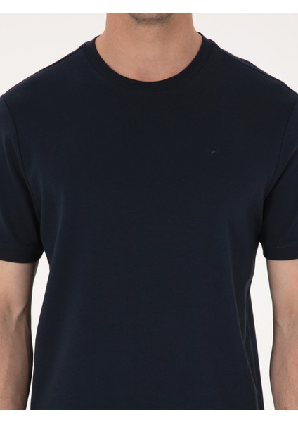 Erkek Lacivert Regular Fit %100 Pamuk Bisiklet Yaka Basic T-shirt 50319801-VR033