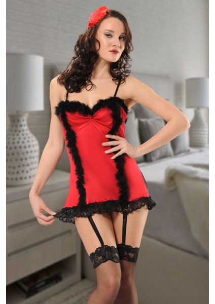 Kırmızı Siyah Jartiyer Takım