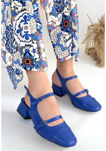 Doran Mavi Cilt Topuklu Ayakkabı modelleri
