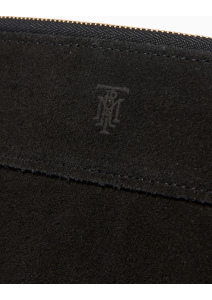 Medium Pouch In Suede Siyah Şık Süet Clutch indirimleri