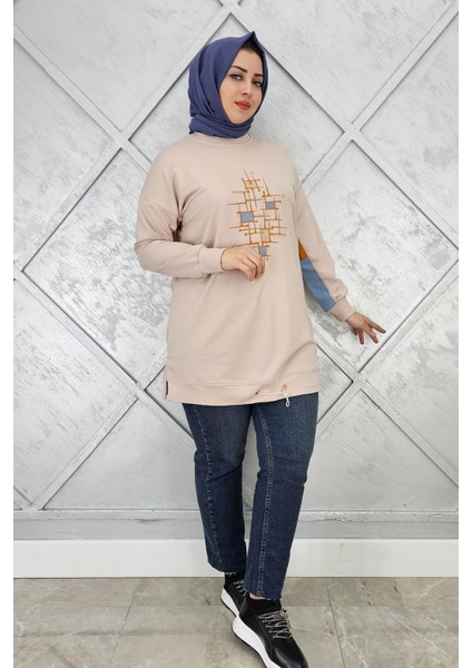 Kadın Baskı Detaylı Tesettür Tunik