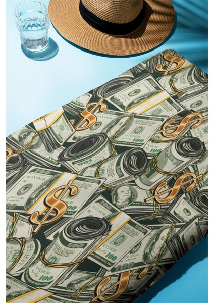 Dijital Baskı Plaj Deniz Havlusu Dolar Desenli Peştamal HVL0009 fiyatları