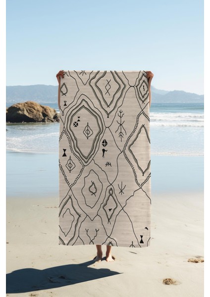 Dijital Baskı Plaj Deniz Havlusu Modern Desenli Peştamal HVL0091