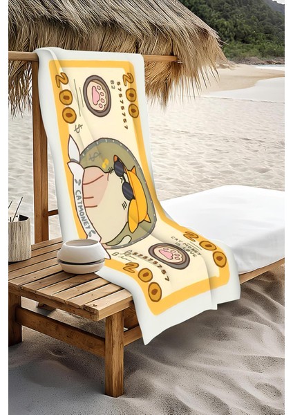 Dijital Baskı Plaj Deniz Havlusu Kedi Figürlü Dolar Peştamal HVL0106 modelleri