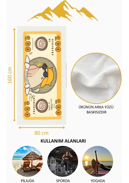 Dijital Baskı Plaj Deniz Havlusu Kedi Figürlü Dolar Peştamal HVL0106 fırsatları