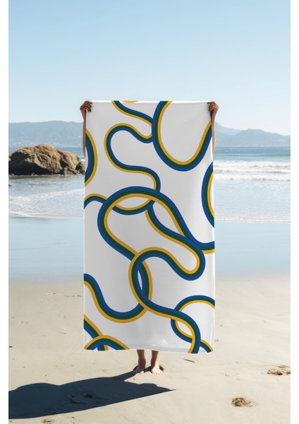 Dijital Baskı Plaj Deniz Havlusu Soyut Desenli Peştamal HVL0226