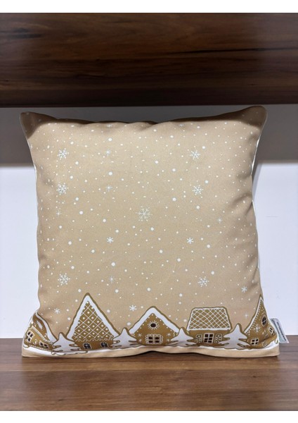 H1245 Bej Kurabiye Evler Kırlent Runner 3lü Kombin Set fiyatları