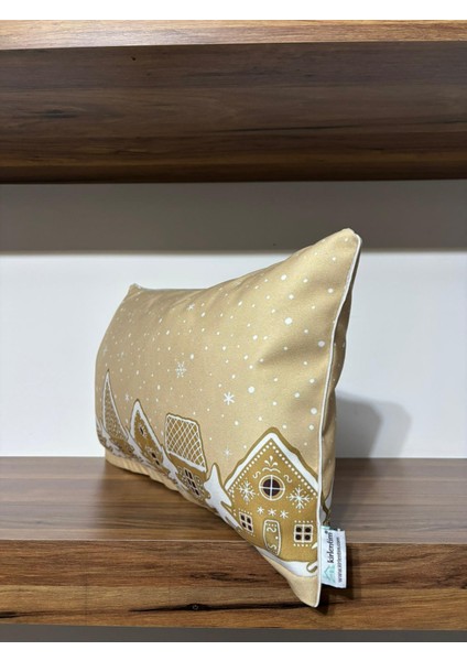 H1245 Bej Kurabiye Evler Kırlent Runner 3lü Kombin Set indirimleri