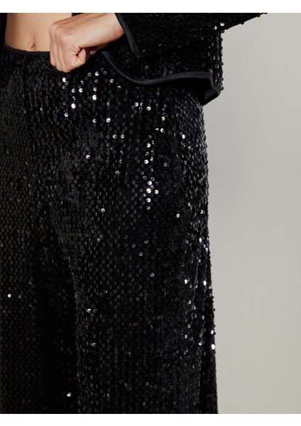 Yüksek Bel Pul Payetli Kadın Pantolon modelleri