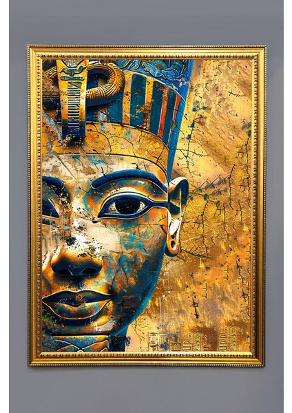 Antik Mısır Desenli Dijital Baskılı Kadife Kumaş Çerçeveli Tablo TBL0079