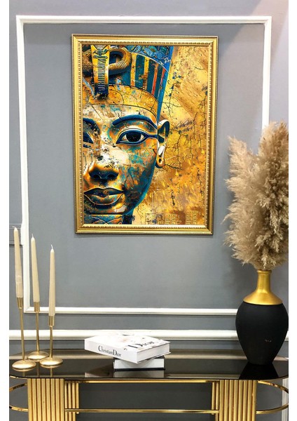 Antik Mısır Desenli Dijital Baskılı Kadife Kumaş Çerçeveli Tablo TBL0079 fiyatları