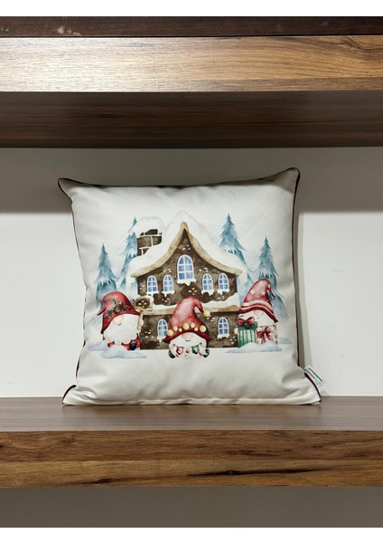 H1253 3lü Gnom Kurabiye Evler Kırlent Runner 3lü Kombin Set fiyatları