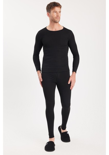 Erkek Slim Fit Dar Kesim Bisiklet Yaka Siyah Termal Alt Üst Takım indirimleri