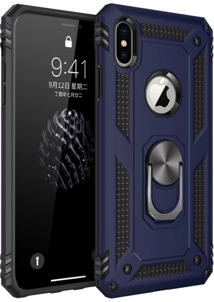 iPhone x Kılıf Sofya Yüzüklü Silikon Kapak - LACIVERT-(5796) - TG0012-2RPR09