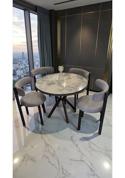 Mars Serisi 4’lü Sandalyeli Yuvarlak Yemek Masası Takımı fiyatları