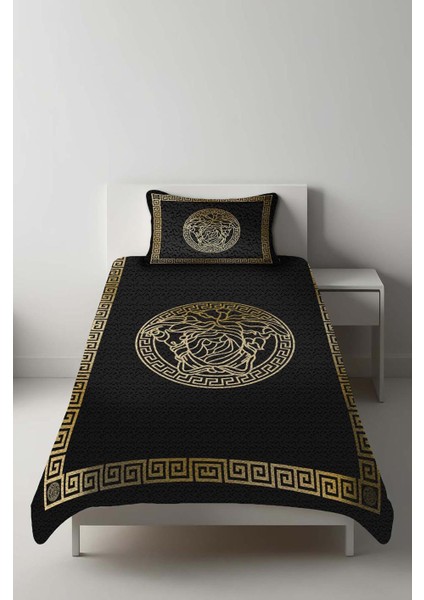 Parlak Kadife Kumaş Kapitoneli Tek Kişilik Yatak Örtüsü Seti (2 Parça) TKY0001