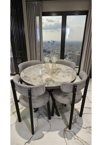 Mars Serisi 4’lü Sandalyeli Yuvarlak Yemek Masası Takımı modelleri