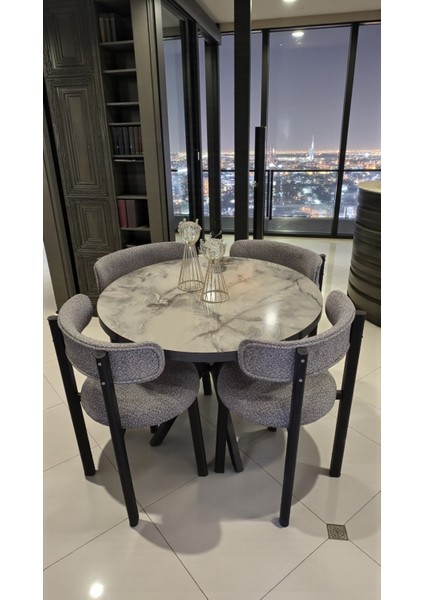 Mars Serisi 4’lü Sandalyeli Yuvarlak Yemek Masası Takımı fırsatları