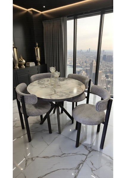 Mars Serisi 4’lü Sandalyeli Yuvarlak Yemek Masası Takımı indirimleri