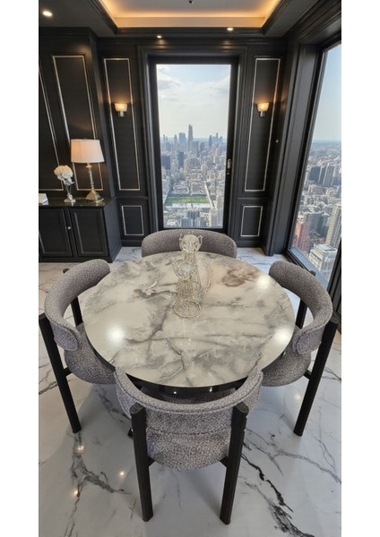 Mars Serisi 4’lü Sandalyeli Yuvarlak Yemek Masası Takımı