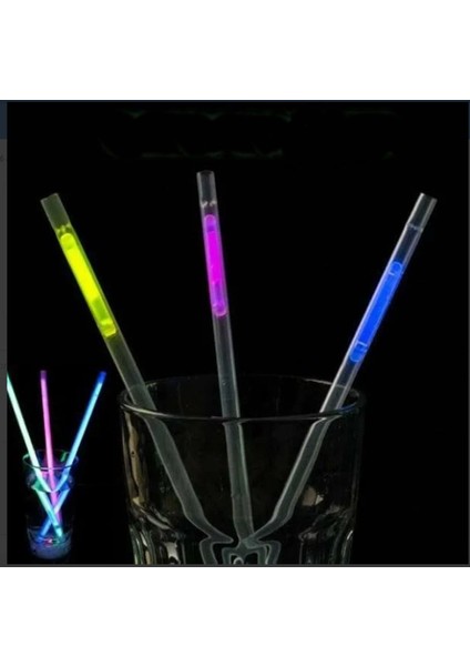 Karanlıkta Parlayan Glow Fosforlu Pipet 3 Renk 3 Adet (5148)