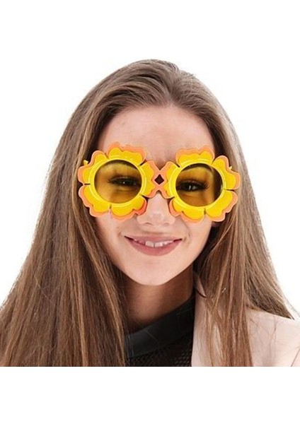 Şekilli Tcu Sarı Renkli Hawaii Konsept Parti Gözlüğü 15X7 cm