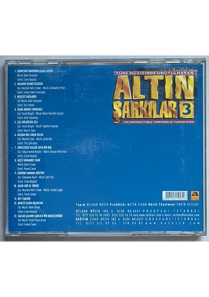Türk Müziğinde Unutulmayan Altın Şarkılar 3 CD (Orijinal Dönem Baskı Cd) fiyatları