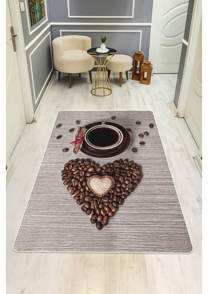 Kahve Fincanı Desenli Dijital Baskı Kaymaz Taban Mutfak Halısı H0057 fiyatları