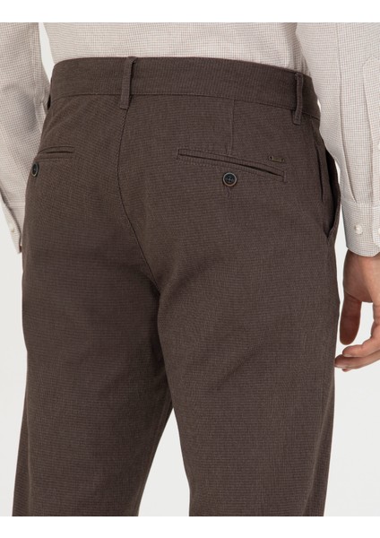 Erkek Kahverengi Slim Fit Kanvas Pantolon 50278440-VR029