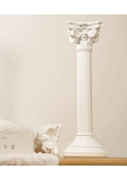 Büyük Boy Antik Yunan Mimarisi Taş Döküm Sütun 25 cm