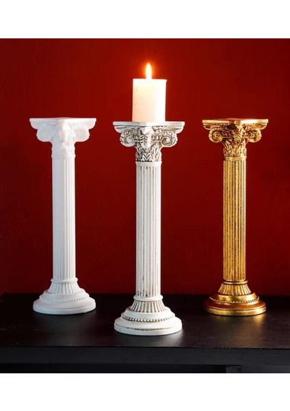 Büyük Boy Antik Yunan Mimarisi Taş Döküm Sütun 25 cm