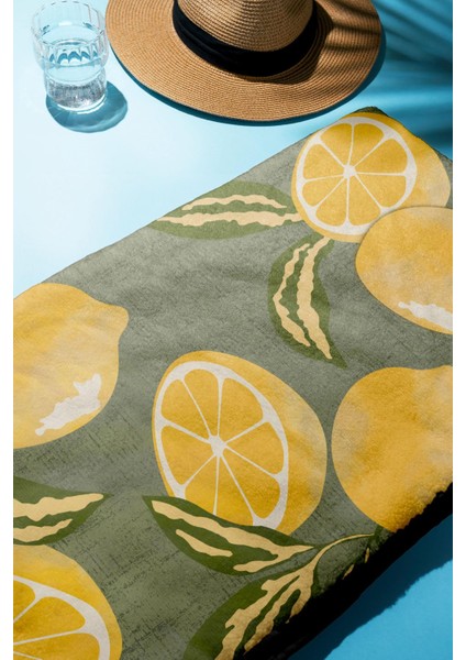 Dijital Baskı Plaj Deniz Havlusu Limon Desenli Peştamal HVL0084 fiyatları