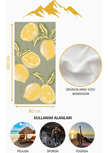Dijital Baskı Plaj Deniz Havlusu Limon Desenli Peştamal HVL0084 fırsatları