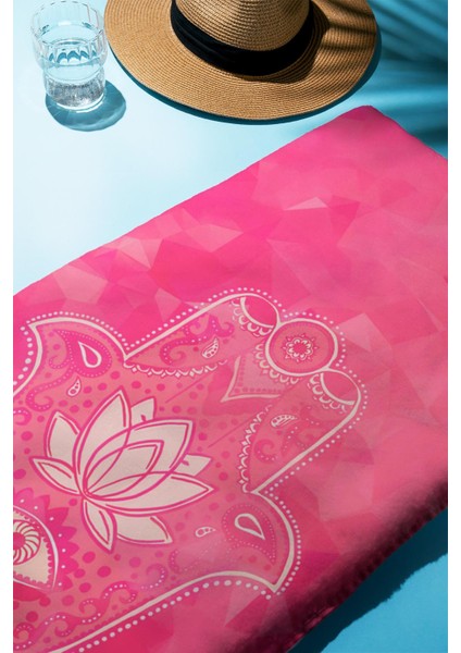 Dijital Baskı Plaj Deniz Havlusu Hamsa Lotus Mandala Desenli Peştamal HVL0218 fiyatları