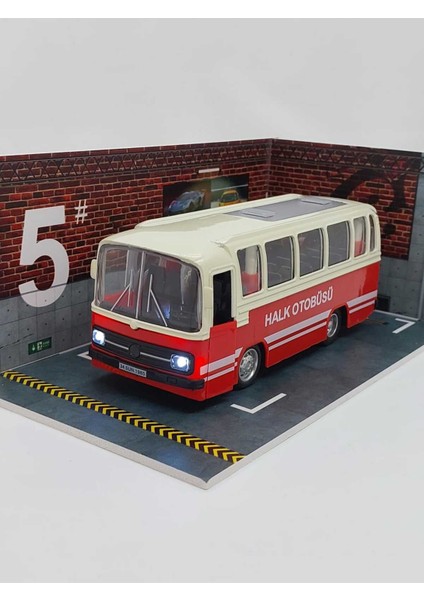 1/27 Ölçek Nostalji Halk Otobüsü Sesli ve Işıklı (Kırmızı)